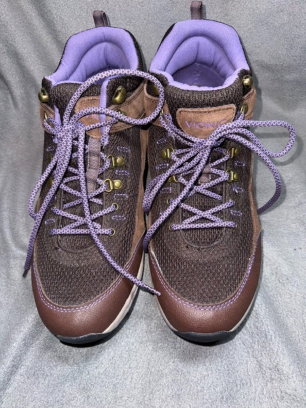 Vionic Cypress Women’s Hiking Shoes Brown Purple Mesh Leather Size 11 Supportive